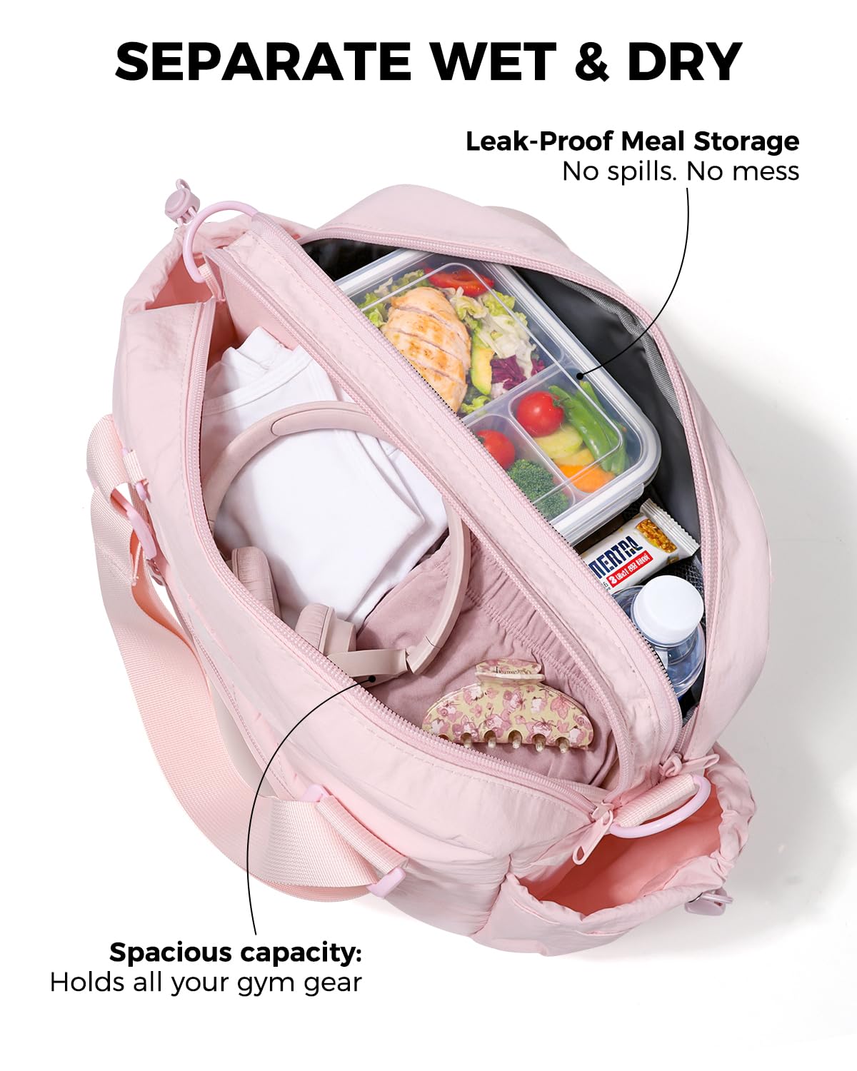 Small Gym Bag for Women - Puffer Duffle Weekender Work Duffel Carry on Overnight Nurse Dance Yoga Workout Tote Bag with Yoga Mat Holder Wet Compartment Coin Purse BPA-Free