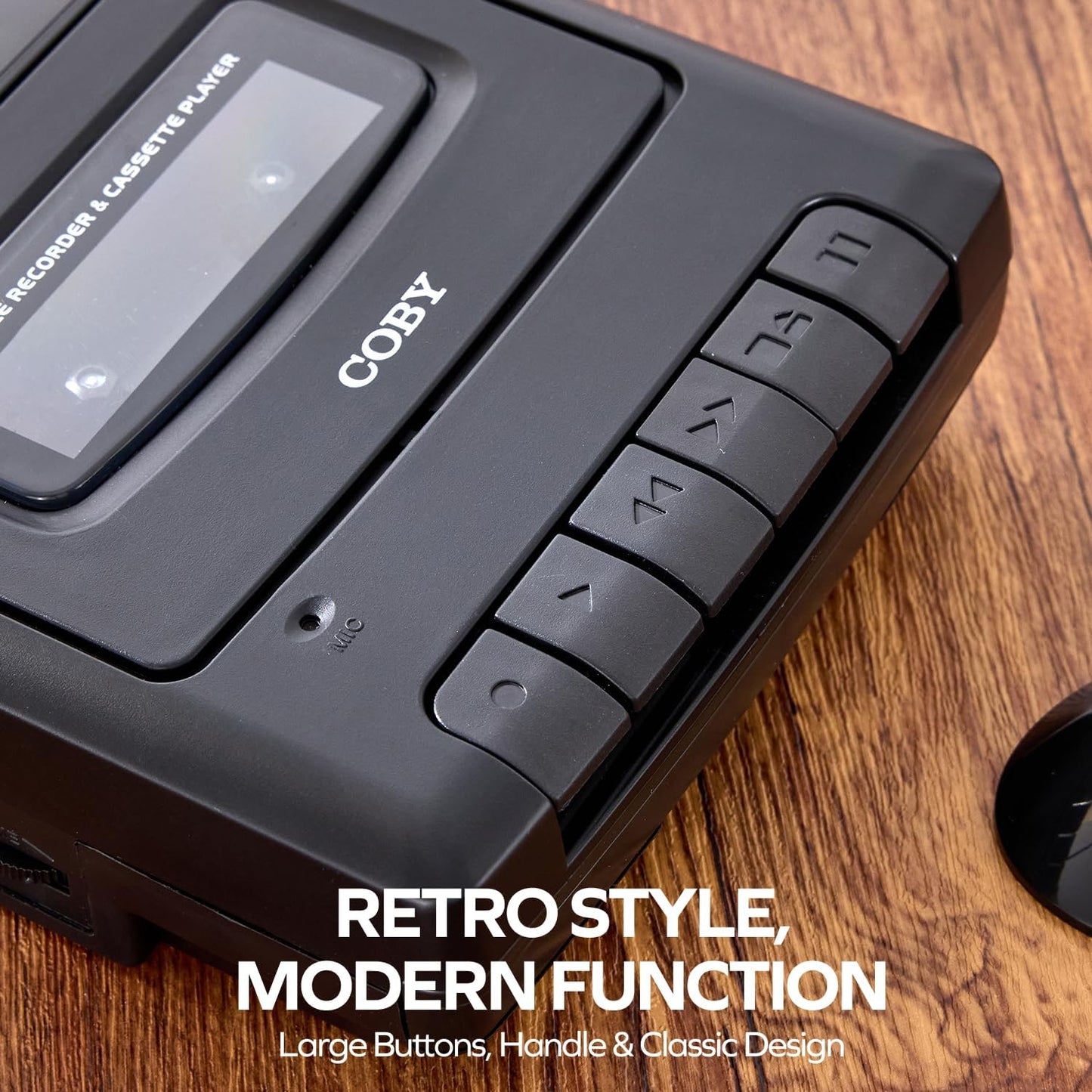 Coby Cassette Portable Player & Recorder Retro Audio Tape Recorder with Built-In Microphone, Speaker & Headphone Jack