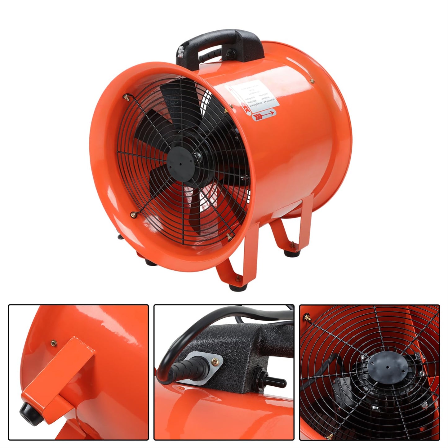findmall 10 Inch Air Mover Blower Fan with 33Ft Flexible Duct Industrial Portable Air Blower Fan 320W 1520CFM 3300RPM for Extraction and Ventilation, Industrial, Paint Booth