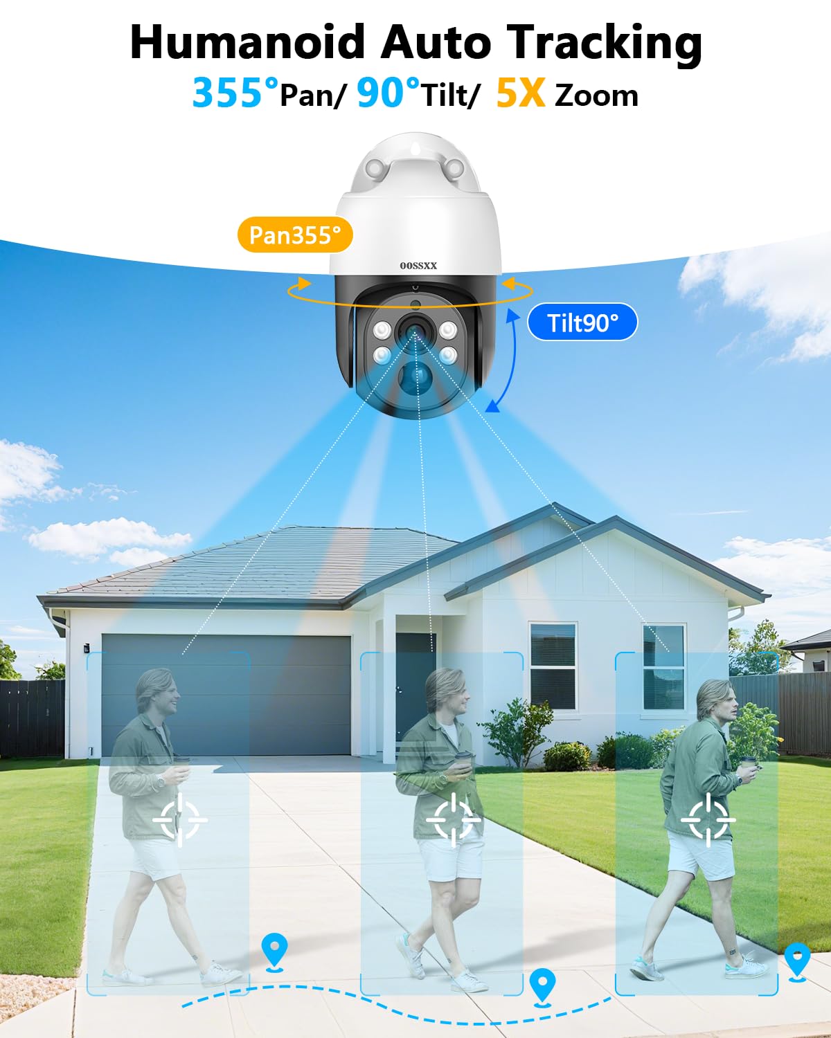 (2026 Upgrade) 4K PoE PTZ Security Camera System, 8CH NVR with 10.2" IPS Monitor & 1TB HDD, 6 Wired 130° Wide-Angle Cameras, Auto Tracking, PIR Human Detection, 2-Way Audio, IP66, No Monthly Fee