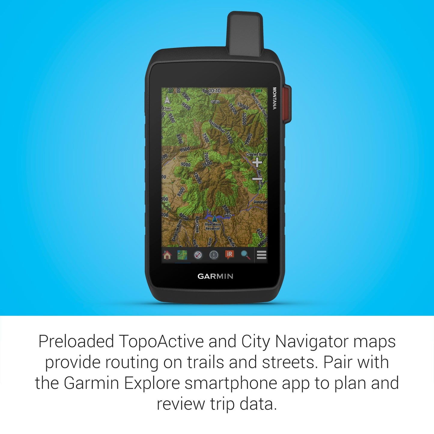 Garmin Montana® 760i, Rugged GPS Handheld Navigator with Built-in inReach® Technology for SOS and 2-way Texts in Remote Areas, 5” Touchscreen, 8MP Camera, Satellite Imagery and Maps for Road or Trails