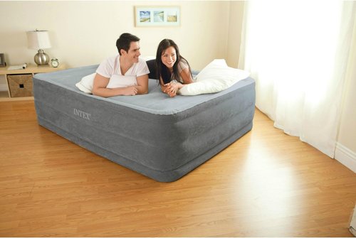Intex Comfort Plush Elevated Airbed - Built-In Electric Pump | 22" Height, Queen Size