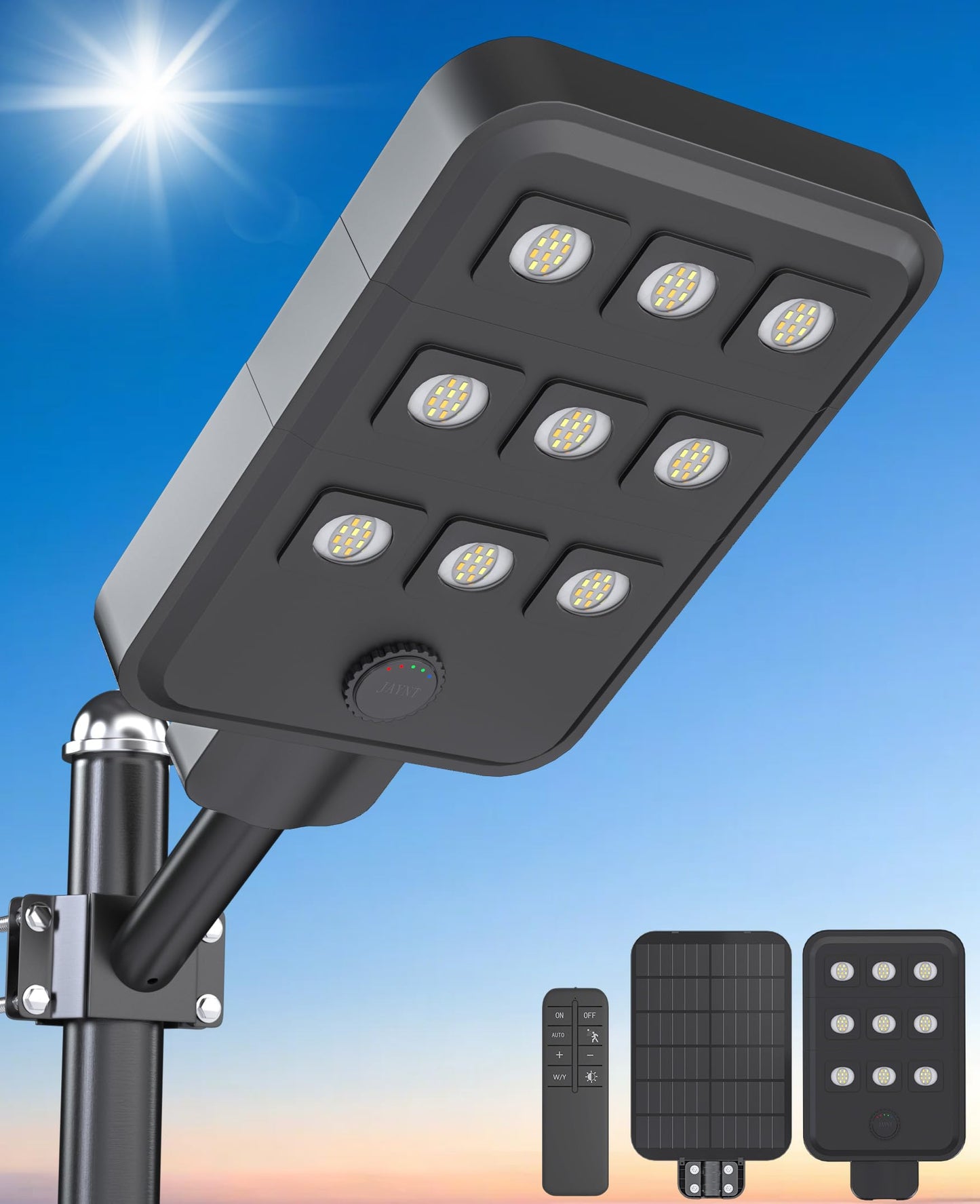 JAYNLT X-10000W Solar Street Lights Outdoor, Ultra-Large 3000K/4000K/6500K Commercial Parking Lot Lights Dusk to Dawn,IP67 Waterproof Solar Power Flood Security Light for Farm,Shop