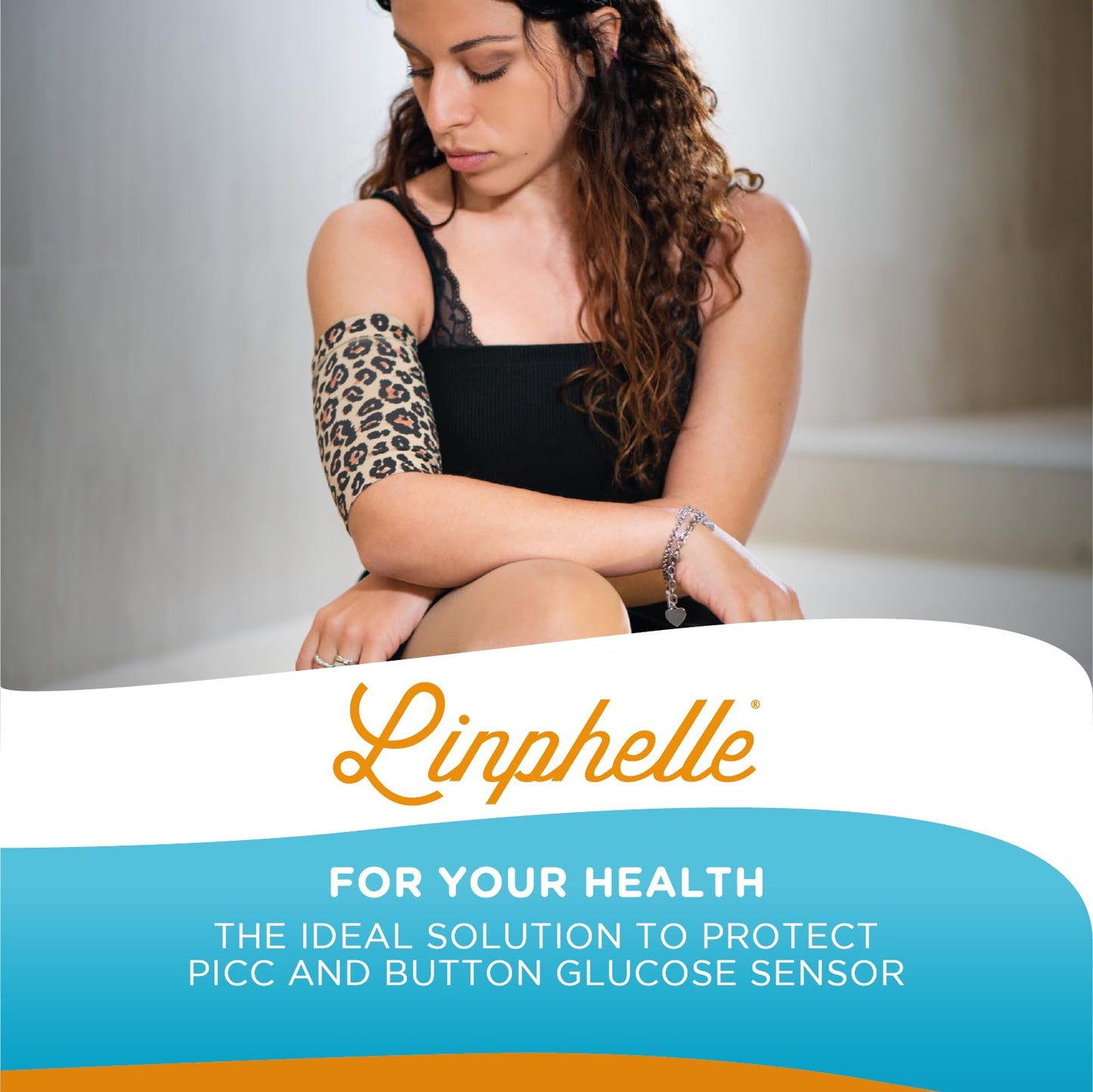 Linphelle Coverpicc PICC Line Cover – Fashionable Upper Arm Cover – Soft, Microfiber Arm Sleeve to Protect PICC Lines, Black, Size Small