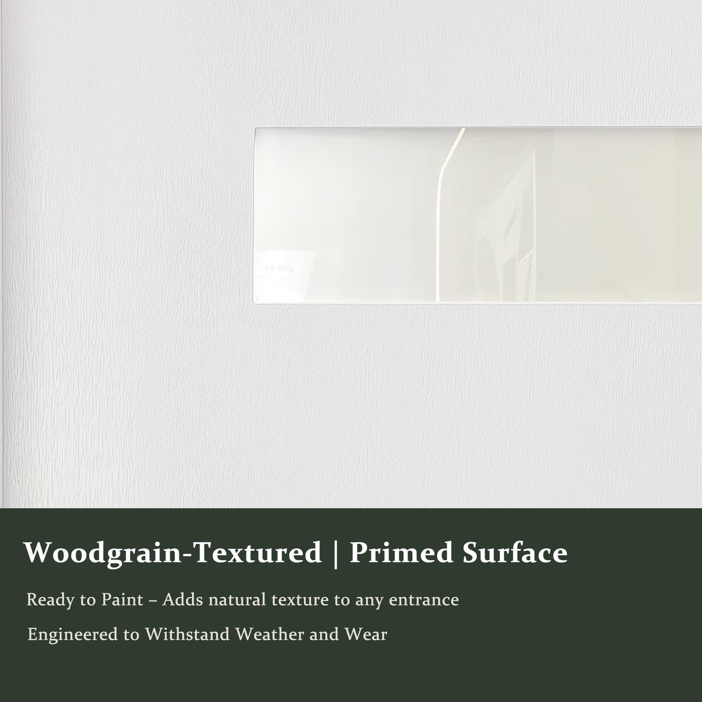 Fiberglass Exterior Front Door 36x80In, Right-Hand Inswing Featuring 4-Lite Frosted Glass White Primed Knock-Down Entry Door with Brickmould and Vinyl Frame