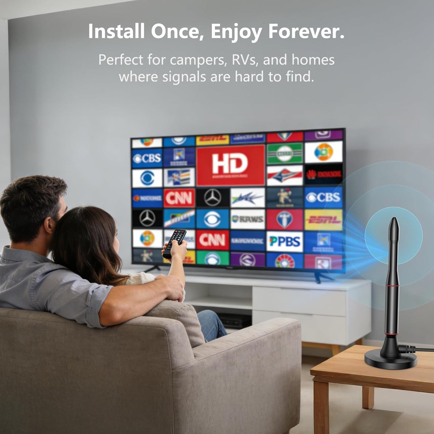 Generic 4K 1080p 16.5ft TV Antenna Indoor, Support with Signal Booster for Local Channels, Antenna for Smart TV, Long