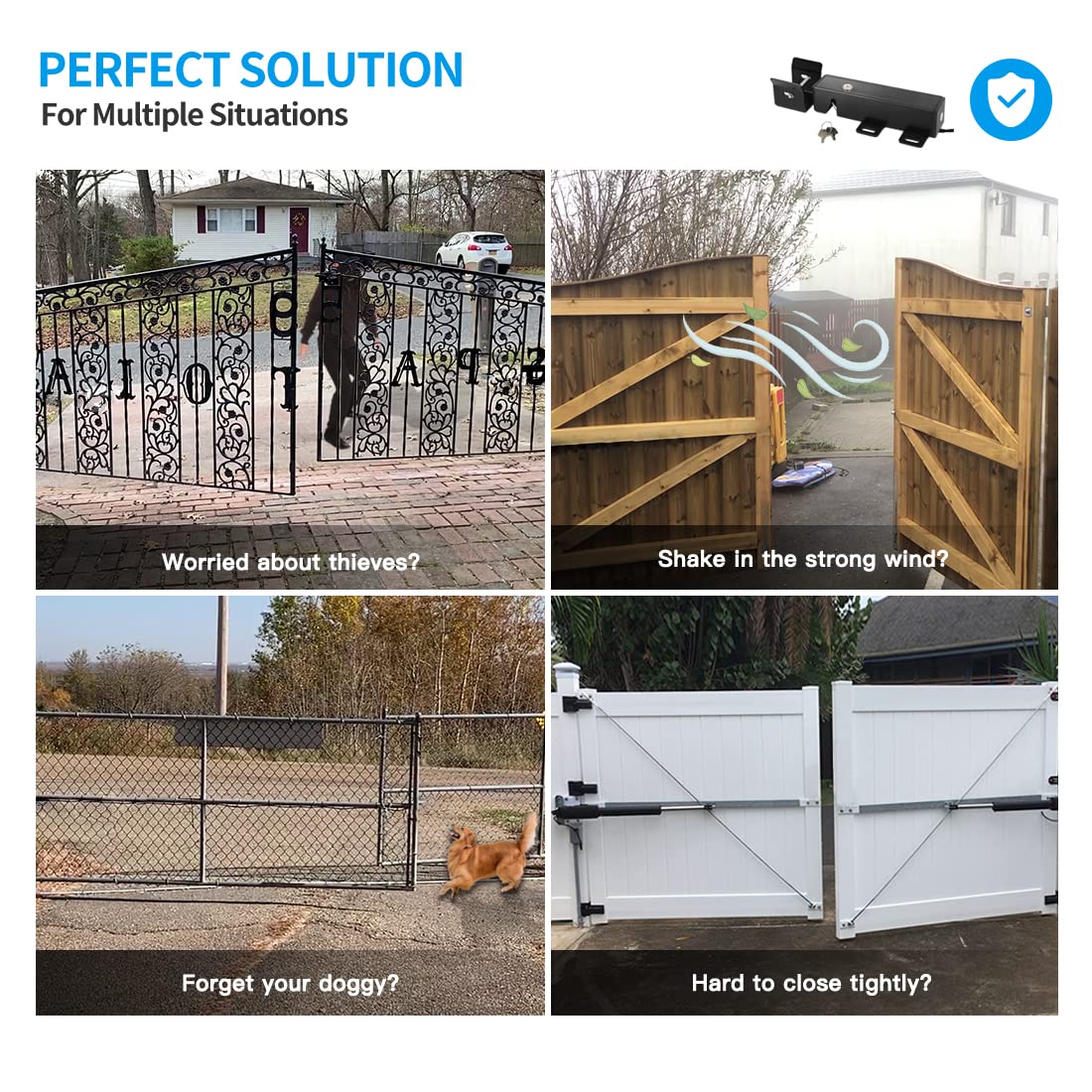 TOPENS ET24 Automatic Electric Gate Lock for DC 24V Swing Gate Opener Gate Operator System Device Safe Security Gate Lock