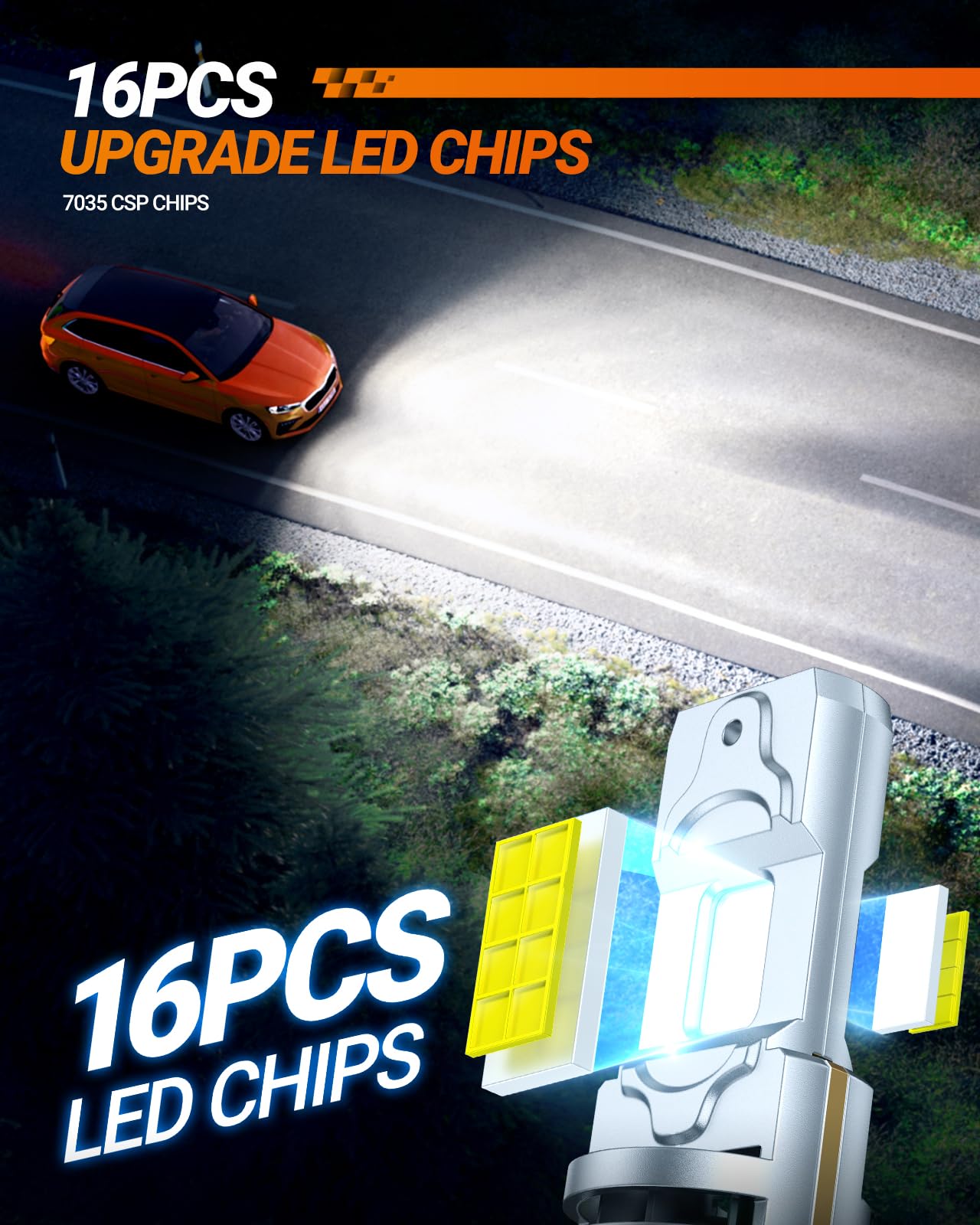SEALIGHT 5202 LED Fog Light Bulbs, 18000LM 6500K White Light, PS19W PS24W Compatible, Pack of 2