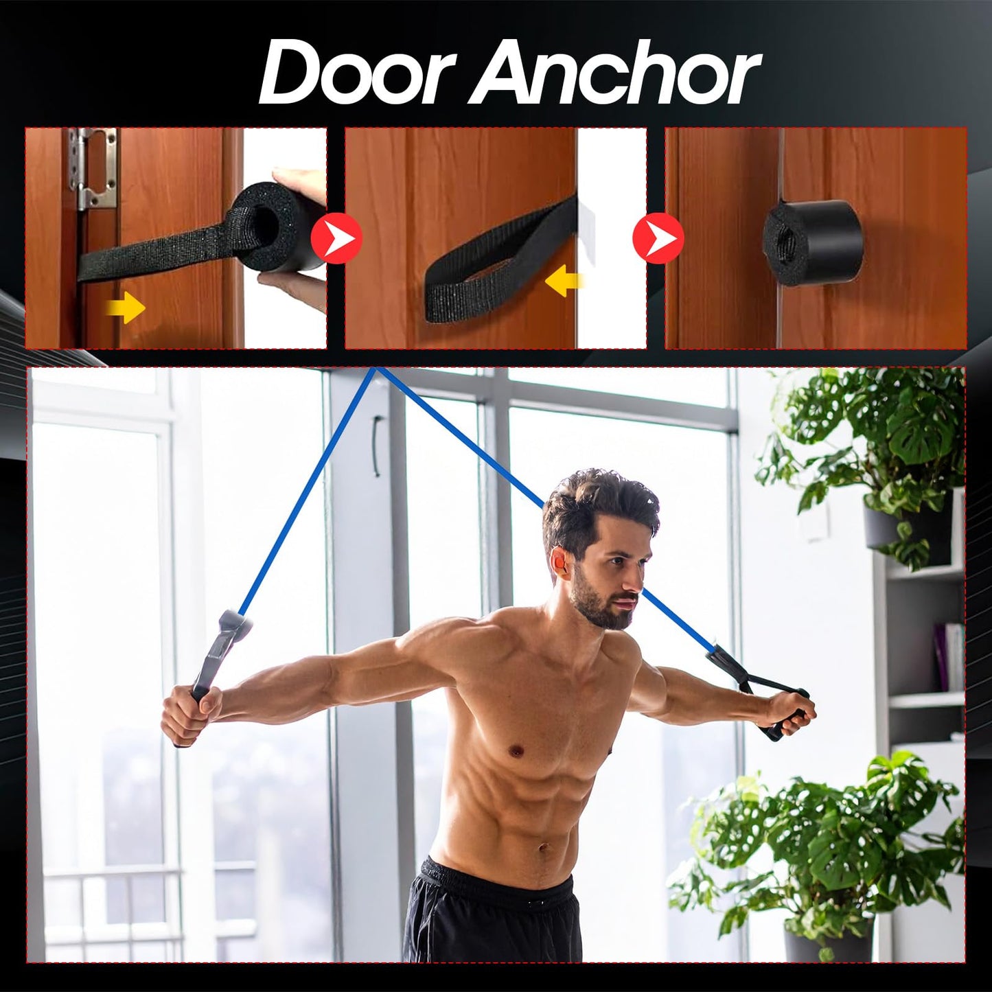 YBEATY 5PCS Resistance Bands with Handles 5-Level Stretch Exercise Pull Up Bands Physical Resistance Tube with Door Anchor for Men Women Muscle Toning Strength Training Home Workouts Fitness Pilates