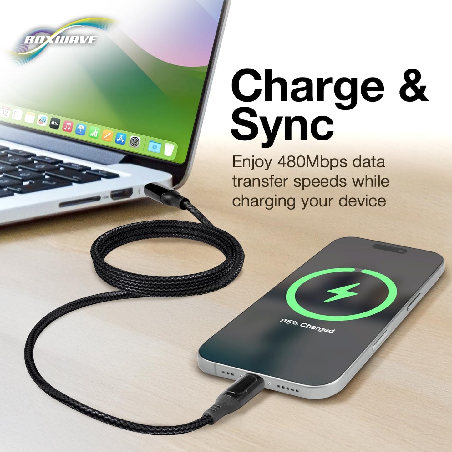BoxWave TIMMKOO Q5 MP3 (6ft) (100W), Cable Compatible with WiFi Player with Bluetooth - PowerDisplay PD Cable - USB-C
