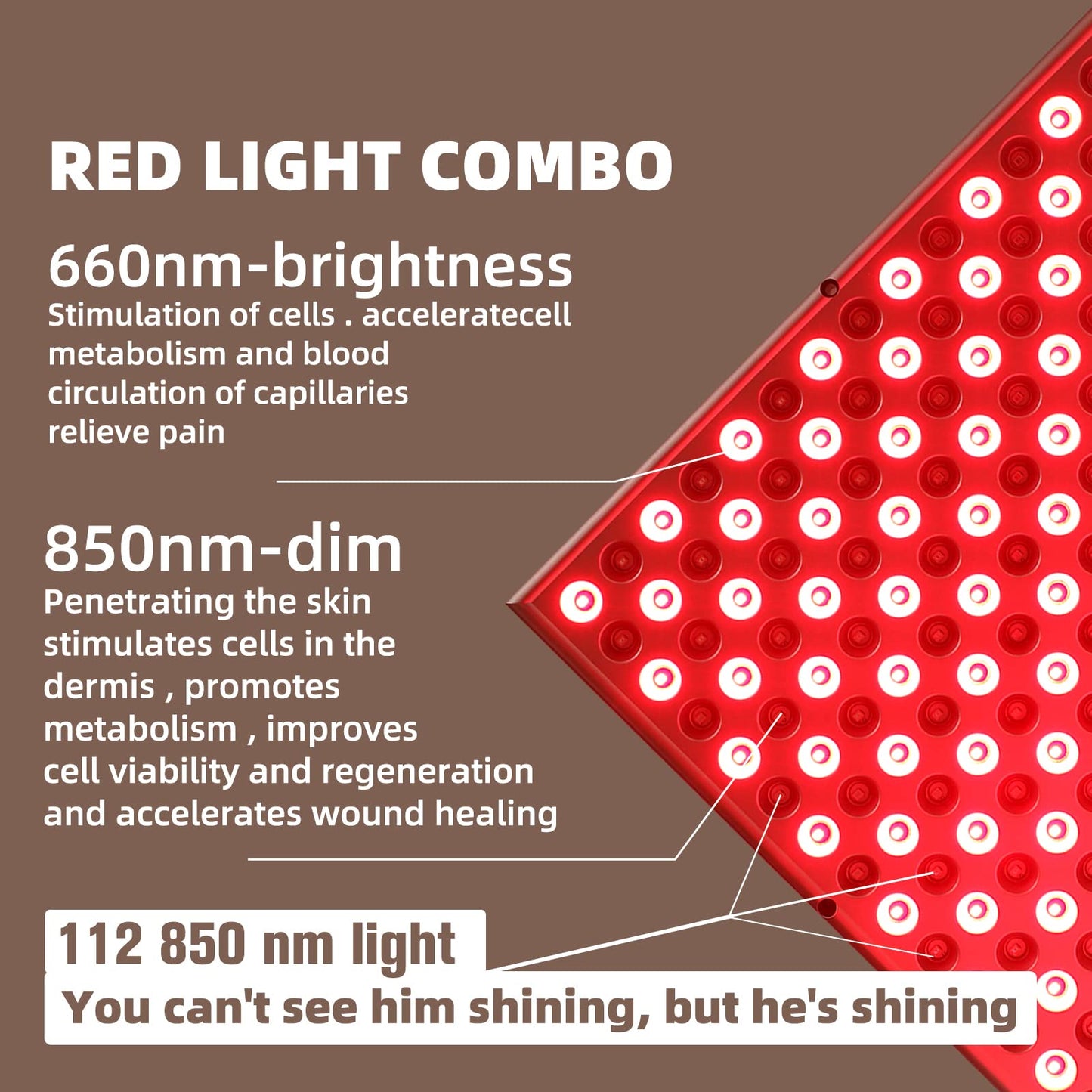 LED-Red-Light-Therapy-Device - 45W LED Panel Deep 660nm and Near-Infrared 850nm Light Combo for Skin Beauty, Pain Relief of Muscles and Joints