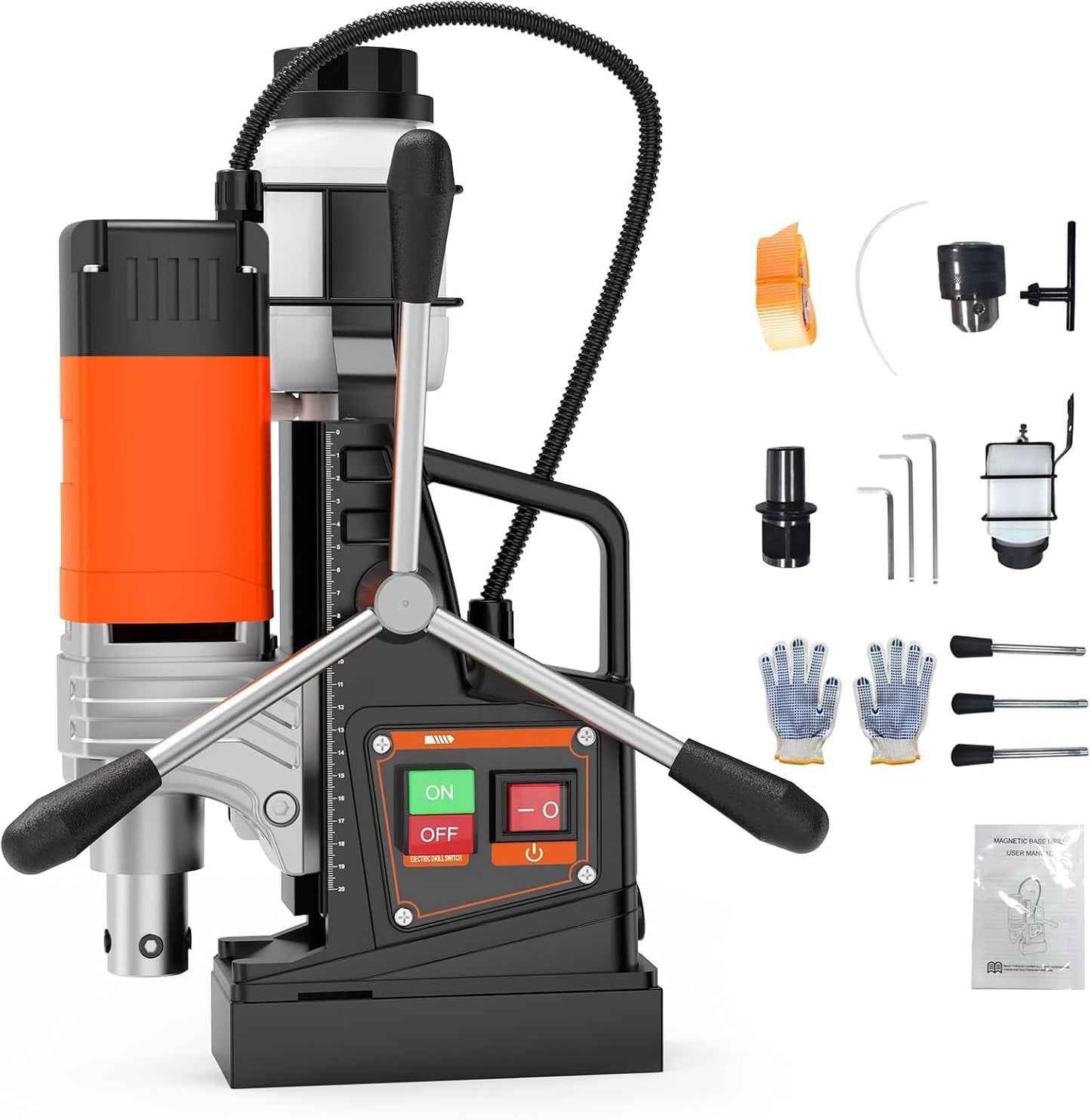 Electric Mag Drill Press, 1650W Motor 1.57" Boring Diameter, Portable Drilling Machine 2922Lbf Power, 810 PRM, Mag Drill Presswith Adapter for Home Improvement, Industrial and Metal Surface