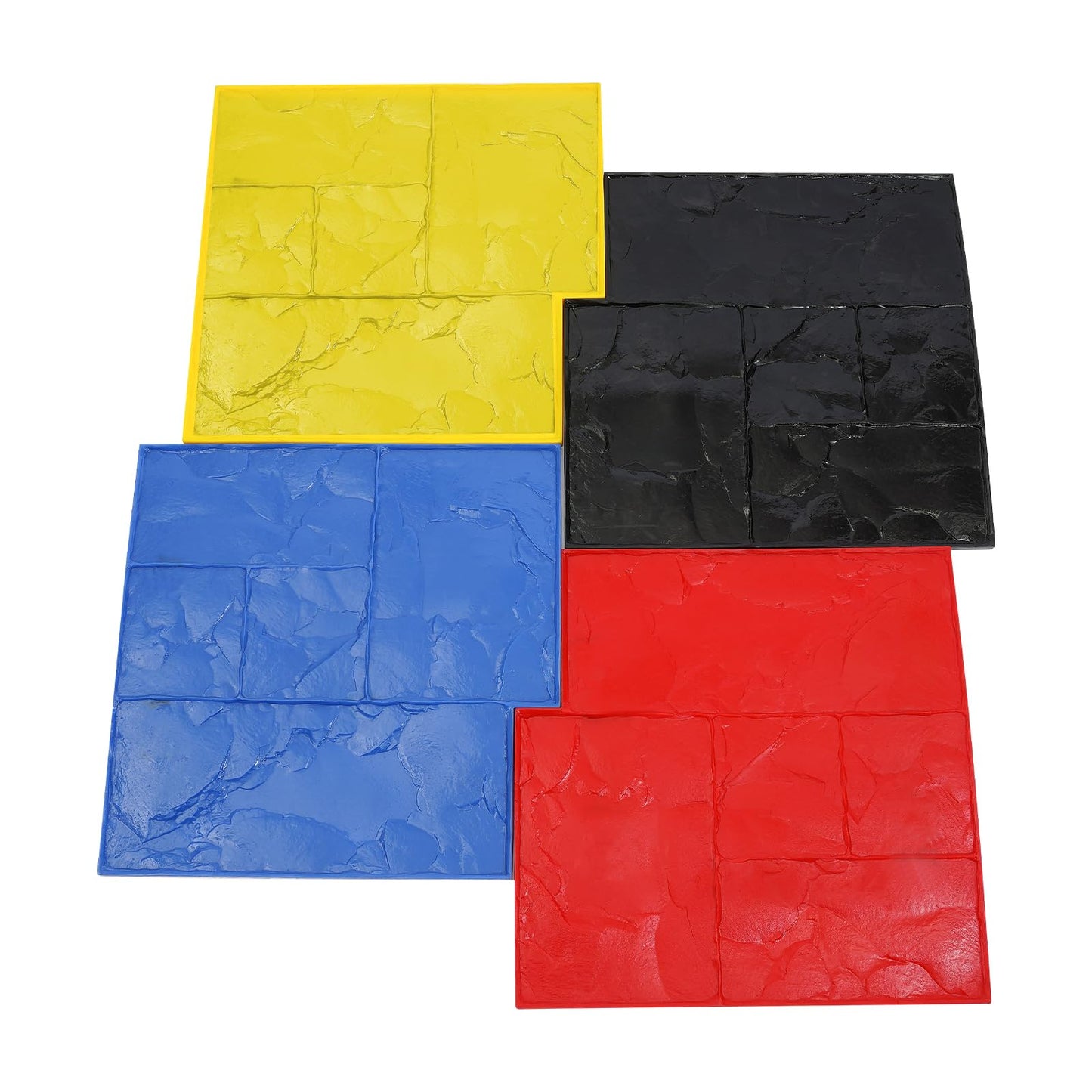 4 PCS Concrete Stamps, 24x24in Concrete Texturing Skin Mats Set with Practical Handles for Courtyard Paths, Driveways, Swimming Pool Platforms