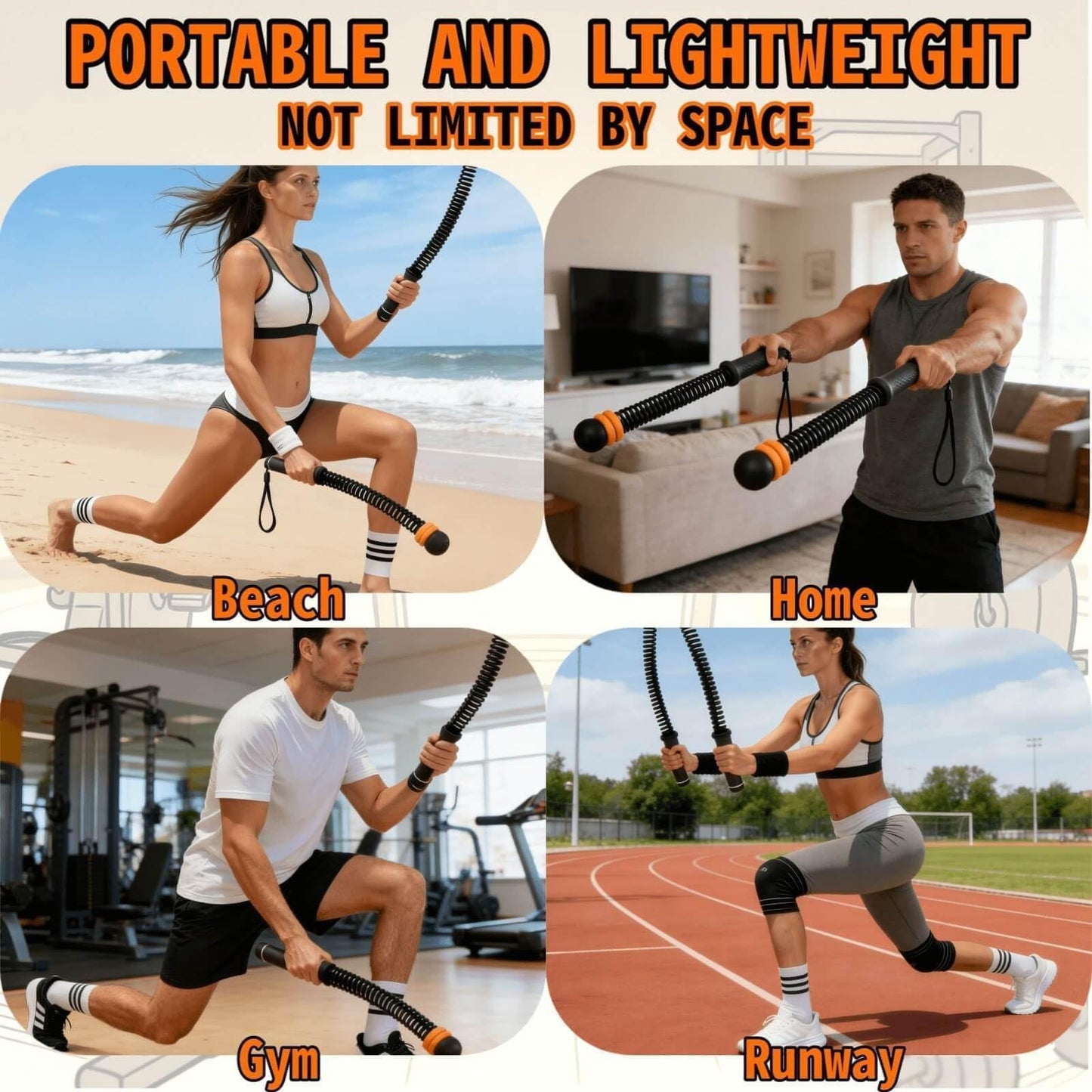 Bneajix Adjustable Ropeless Battle Ropes for Home Gym for Men & Women, Portable Cordless Battle Ropes, Quiet Exercise Rope with Variable Resistance, Strength & Low-Impact Cardio for HIIT