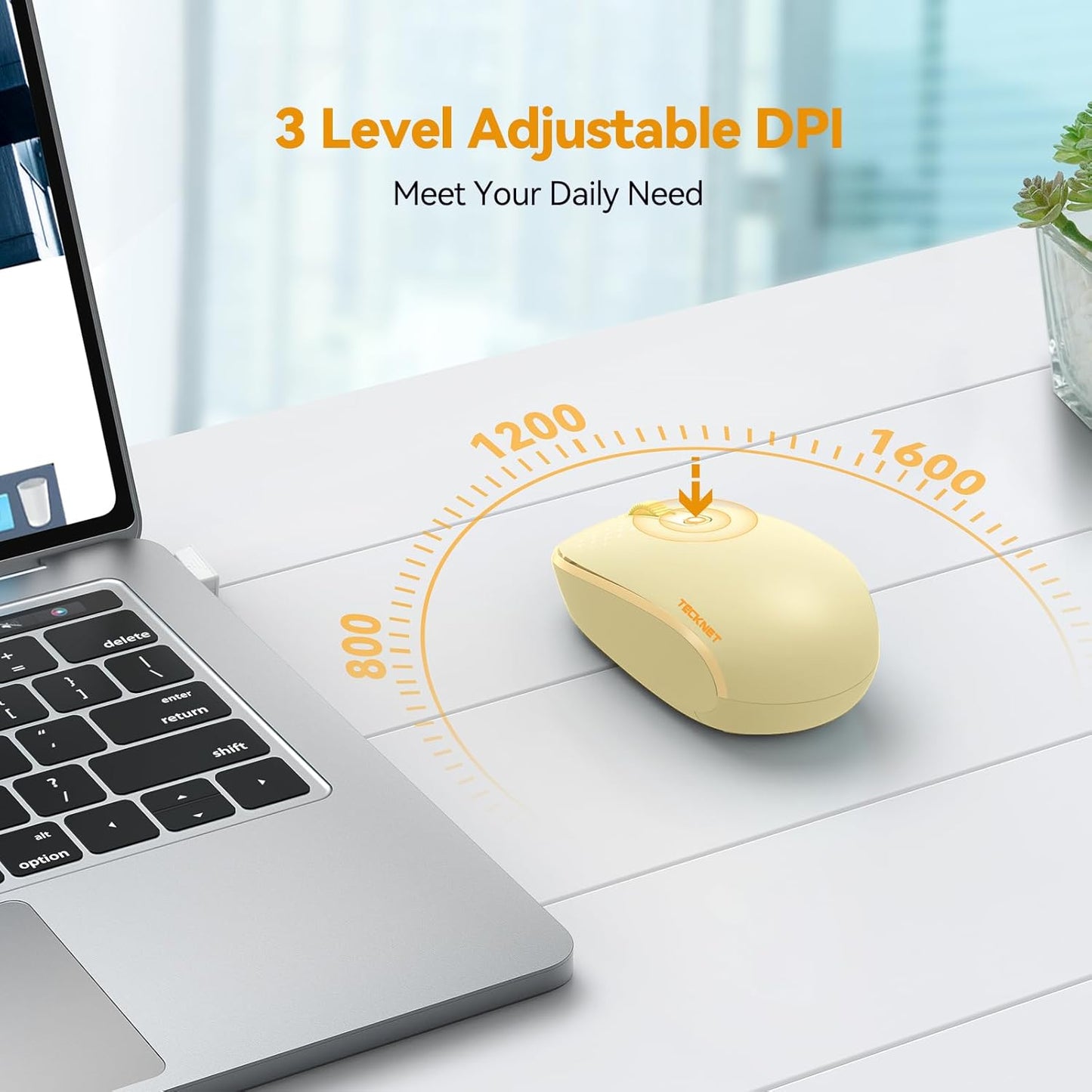 TECKNET 2.4G 4 800/1200/1600 Wireless Mouse, Quiet Computer Mouse with USB Receiver, Buttons Portable Cordless Mice