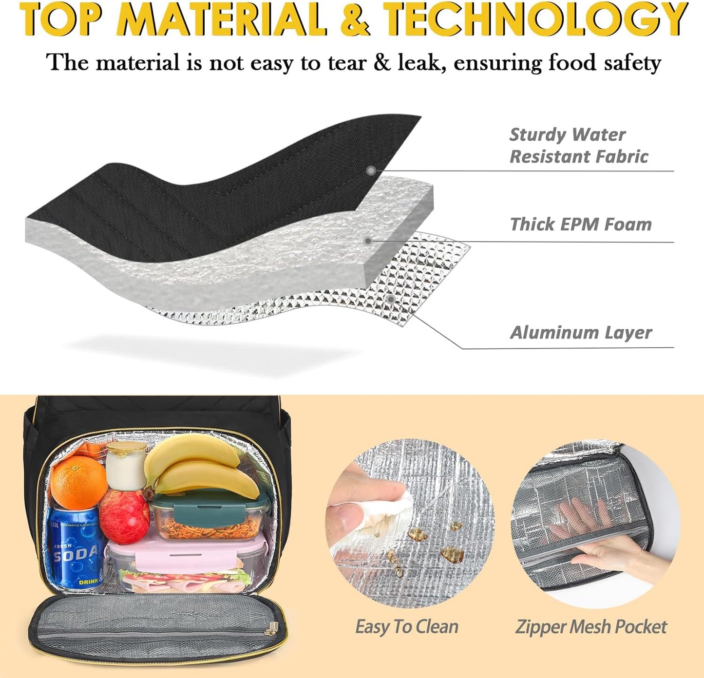 Backpack Backpack Pack 15.6 Inch Commuting, MATEIN Work with Lunch Compartment, Insulated Quilted Lunch for Women