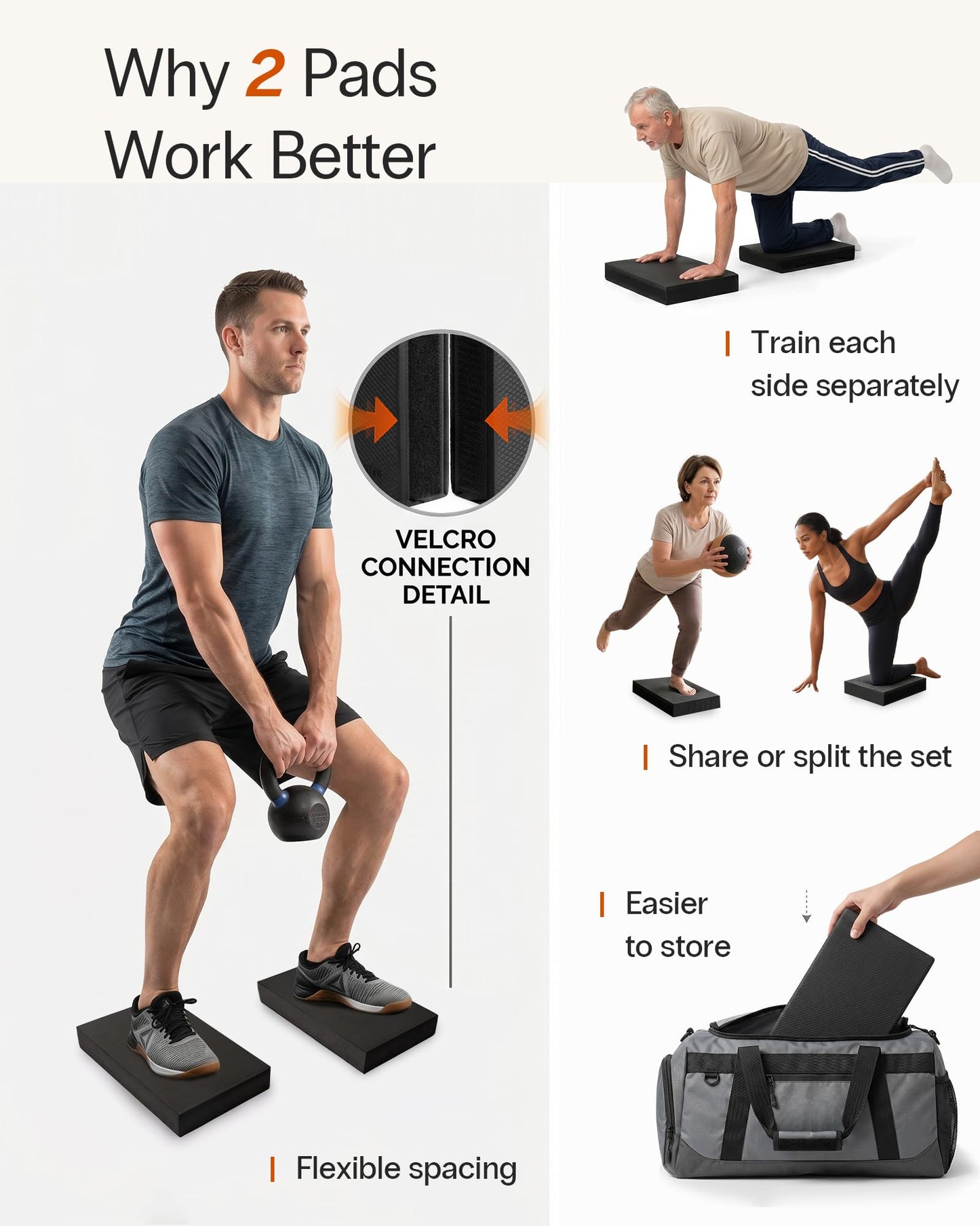 StrongTek 2-in-1 Non-Slip Balance Pad - High-Density Foam Cushion, Supportive Exercise Mat & Knee Pad for Core Training, Yoga, Pilates, Physical Therapy, Stability Training, Stretching, and Rehab