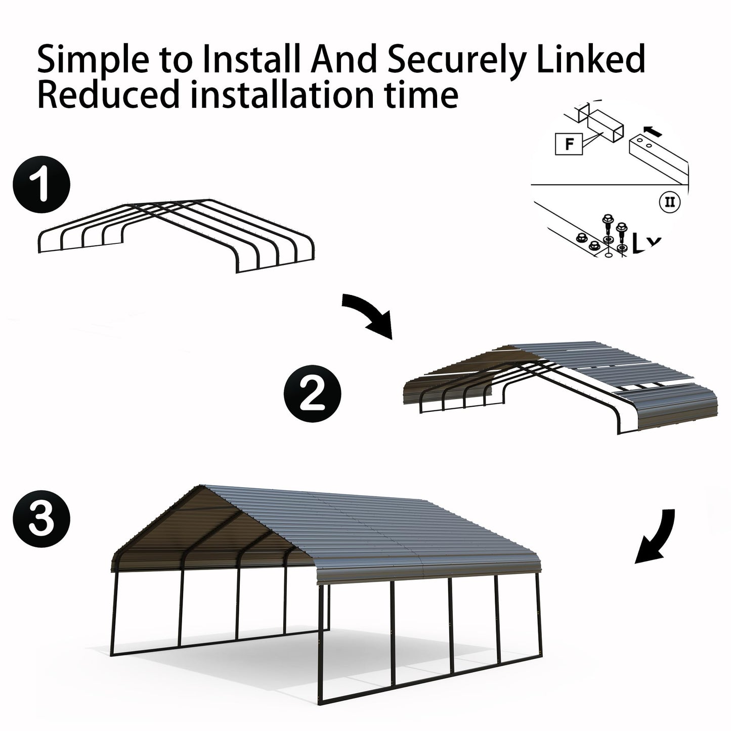 20' x 20' Heavy Duty Carport Canopy Shelter, Galvanized Steel Frame with All-Weather PE Cover, Portable Garage Tent for Cars, Trucks, Boats & Equipment Storage, Outdoor Event Shelter, Gray