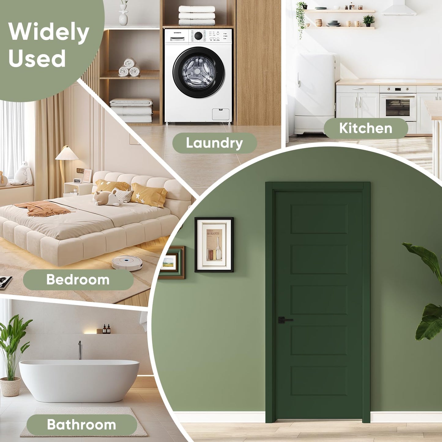 BARNSMITH 30x80 in 5-Panel White Primed Molded Door Slab, Shaker Style Paintable Hollow Core Interior Door Panel, for Swing, Pocket, Sliding Door, Durable and Lightweight, No Assembly Required