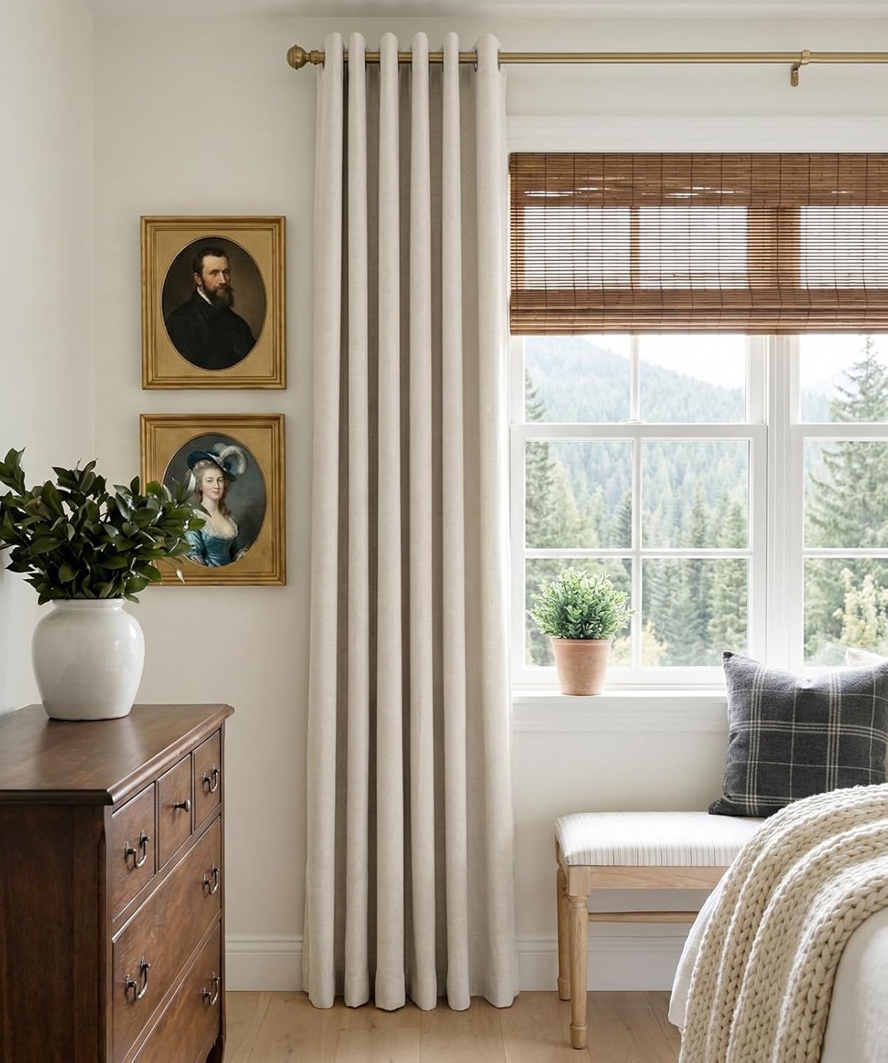 Skiennix 100% Blackout Sliding Door Curtains - Extra Wide Grommet Drapes, 50”W x 63”L, Beige