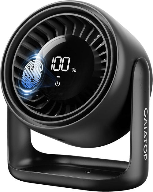 Gaiatop Desk Fan - Ultra Quiet 5-Speed Touch Control Fan with 4000mAh Battery | 7.7 Inch USB-C Rechargeable, Black