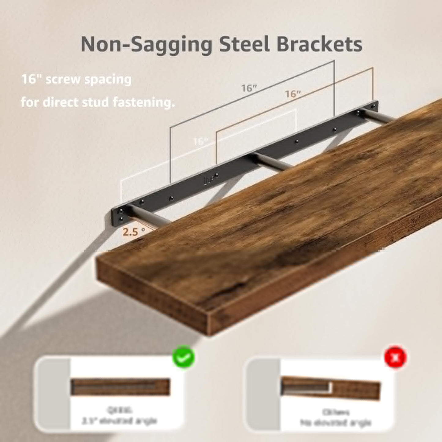 QEEIG Floating Shelves for Wall 31.5" Long - Wall Mounted Shelf Bathroom Kitchen Living Room Bedroom Farmhouse Home Decor Display Bookshelf Large 31.5 x 9.3 inch Set of 2, Rustic Brown (008-80BN)