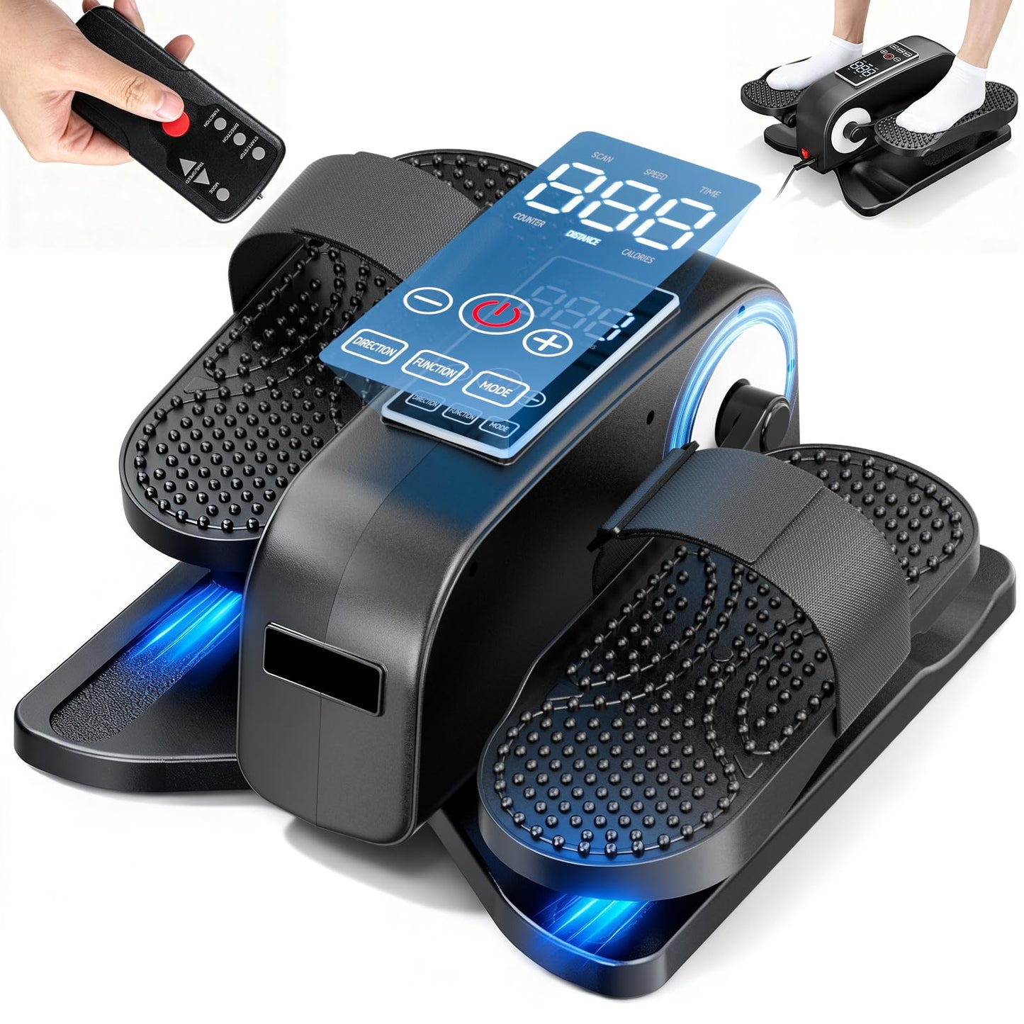 Under Desk Elliptical Machine for Senior, Quiet Motorized Leg Exerciser with Smart Remote, Pedal Exerciser with 12 Adjustable Speeds for Auto/Manual Modes, LCD Monitor, Easy to Use for Home Office