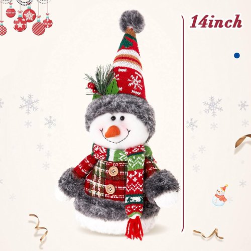 Houwsbaby 14" Christmas Snowman Decoration - Festive Snowman with Santa Hat & Scarf | Perfect Holiday Decor