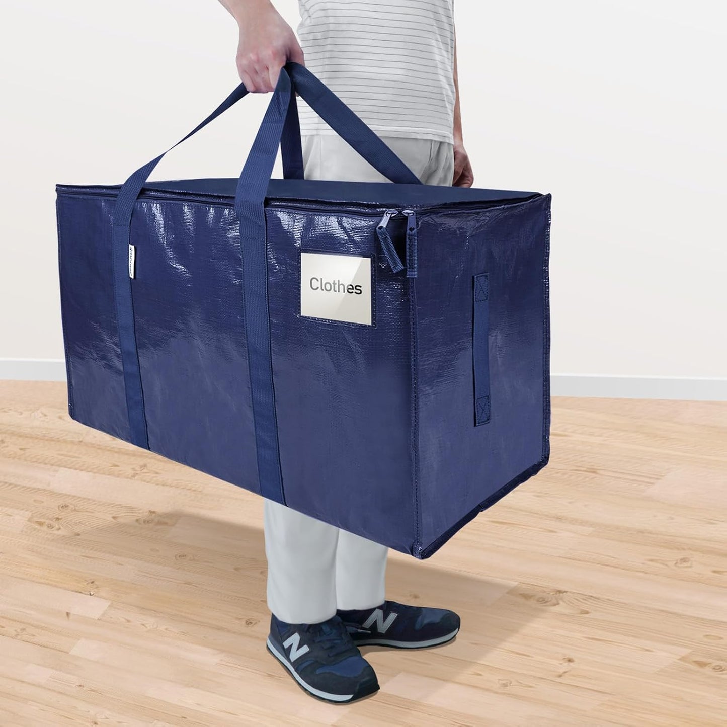 TICONN Extra Large Heavy-Duty Moving Bags - Durable Storage with Zippers & Handles | 4 Pack, Navy