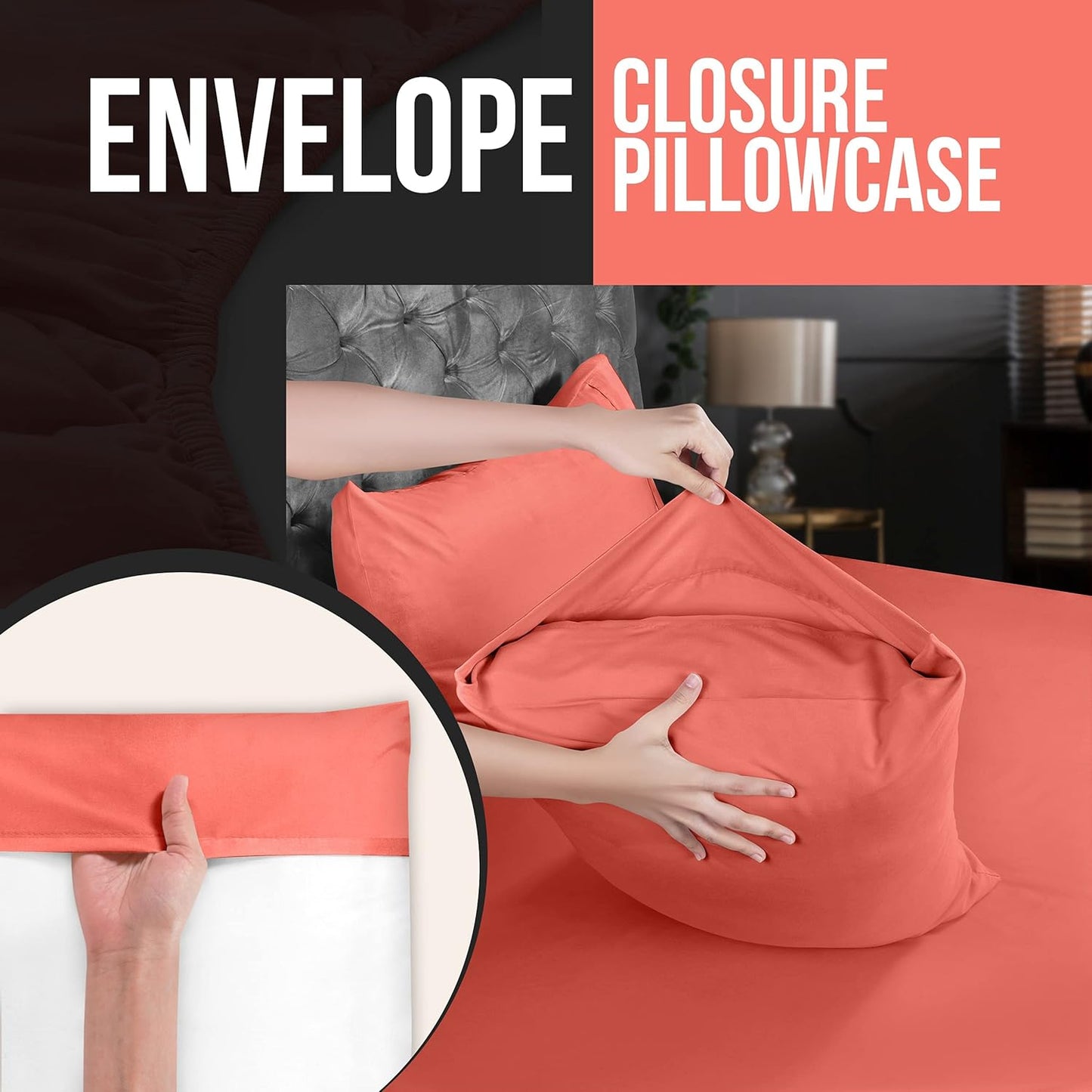 Utopia Bedding King Pillow Cases - Soft Brushed Microfiber - 4 Pack | Fade Resistant 20 X 40 Inches (Coral)