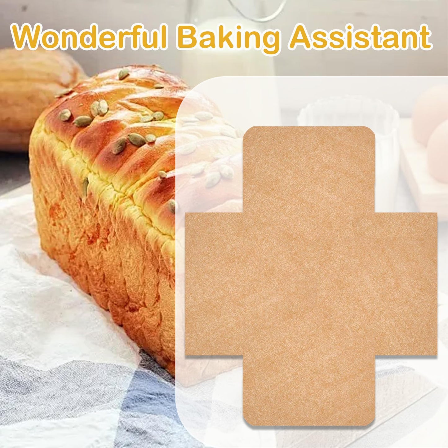 Incycall 100Pcs Loaf Pan Liners, Bread Pan Parchment Liners for Baking Toast Bread, Cakes, Banana Bread, Cookies, Brown，Ideal for Parchment Paper for Baking Loaf Pans