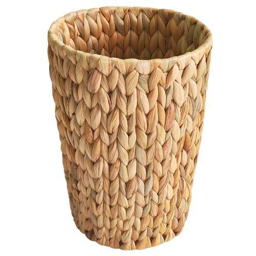 Coeusy Wicker Trash Can - Stylish Water Hyacinth Waste Basket for Bathroom & Home Office | 2 Gallon Round