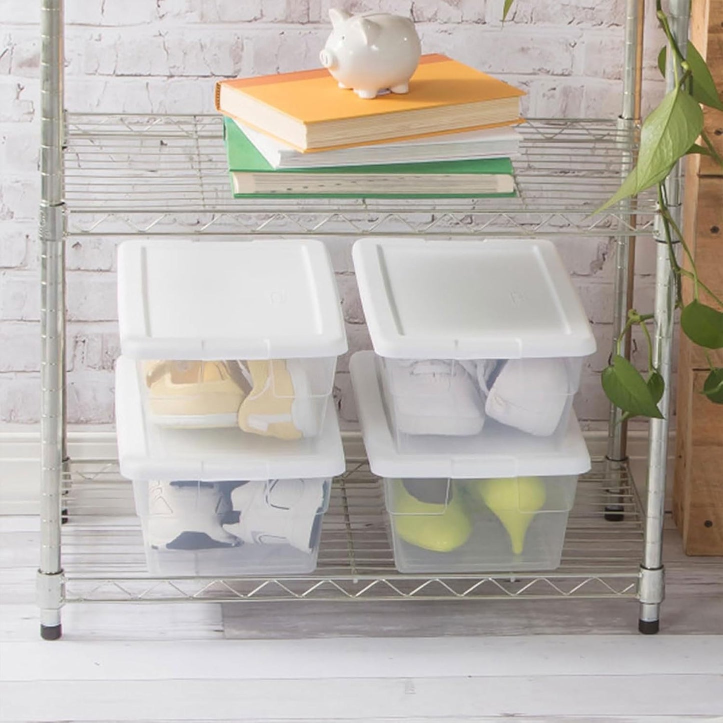 Sterilite 6 Quart Storage Boxes - 12-Pack Stackable Clear Plastic Bins with Snap-On Lids for Organizing