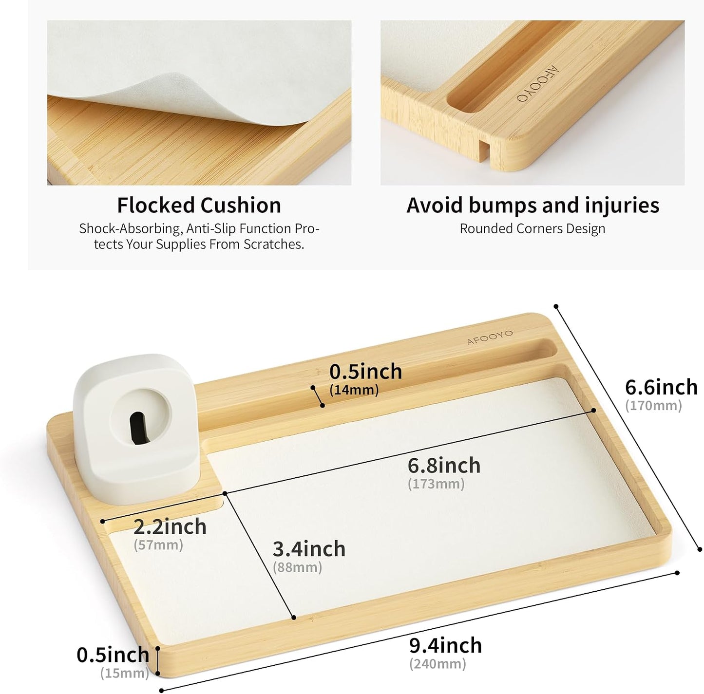 AFOOYO Wooden Watch Band Organizer - Charger Stand Compatible with All Apple Watch Series and Watch Bands Display Watch