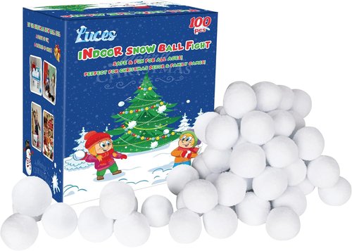 Luces Fake Snow Balls - 100 PCS Plush Indoor & Outdoor Winter Game Set | Perfect for Christmas Decor