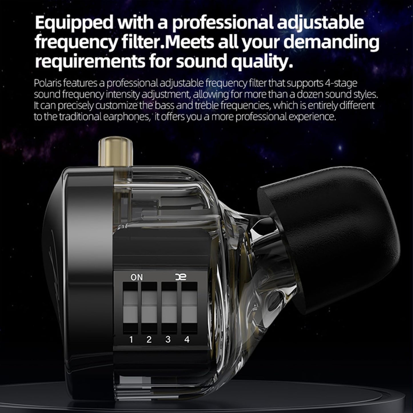 4 2pin CCA Polaris Tone Adjustable in Ear Monitor Headphones, High-Sensitivity Dual-Cavity Dynamic Driver IEM