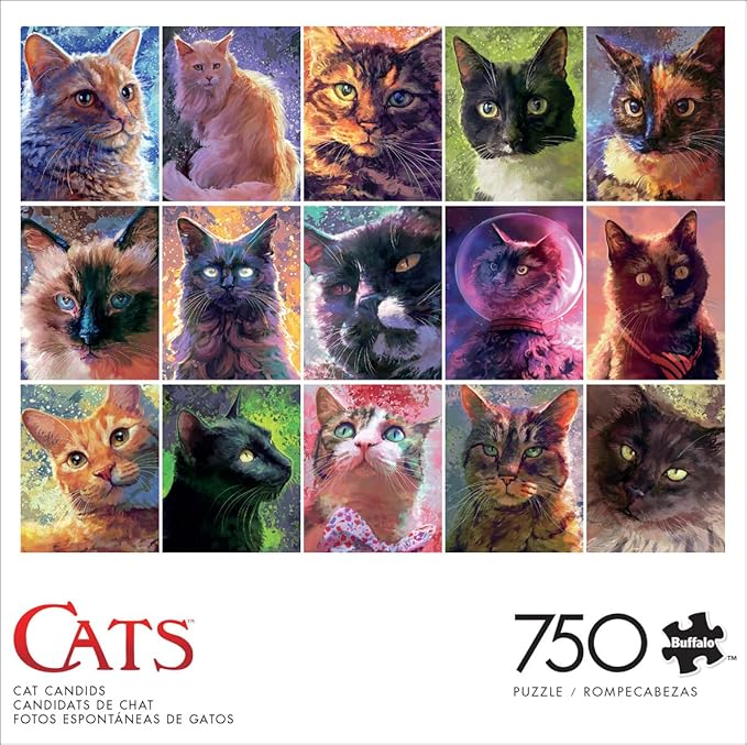 Buffalo Games - Louise Goalby - Cat Candids - 750 Piece Jigsaw Puzzle for Adults -Challenging Puzzle Perfect for Game Nights - Finished Size is