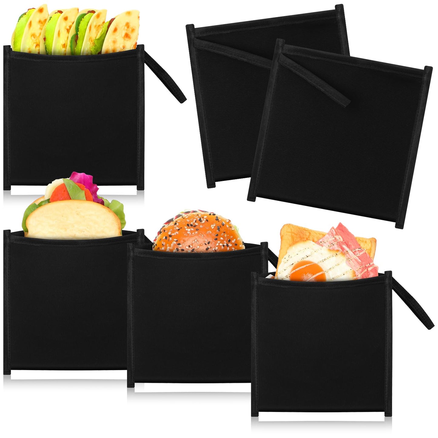 Reallnaive 4 Set Insulated Sandwich Bags Reusable Lunch Bags Small Thermal Snacks Pouch Washable Reusable for Picnic, Travel, Office, Classroom, School(1 Sizes,Basic Design)