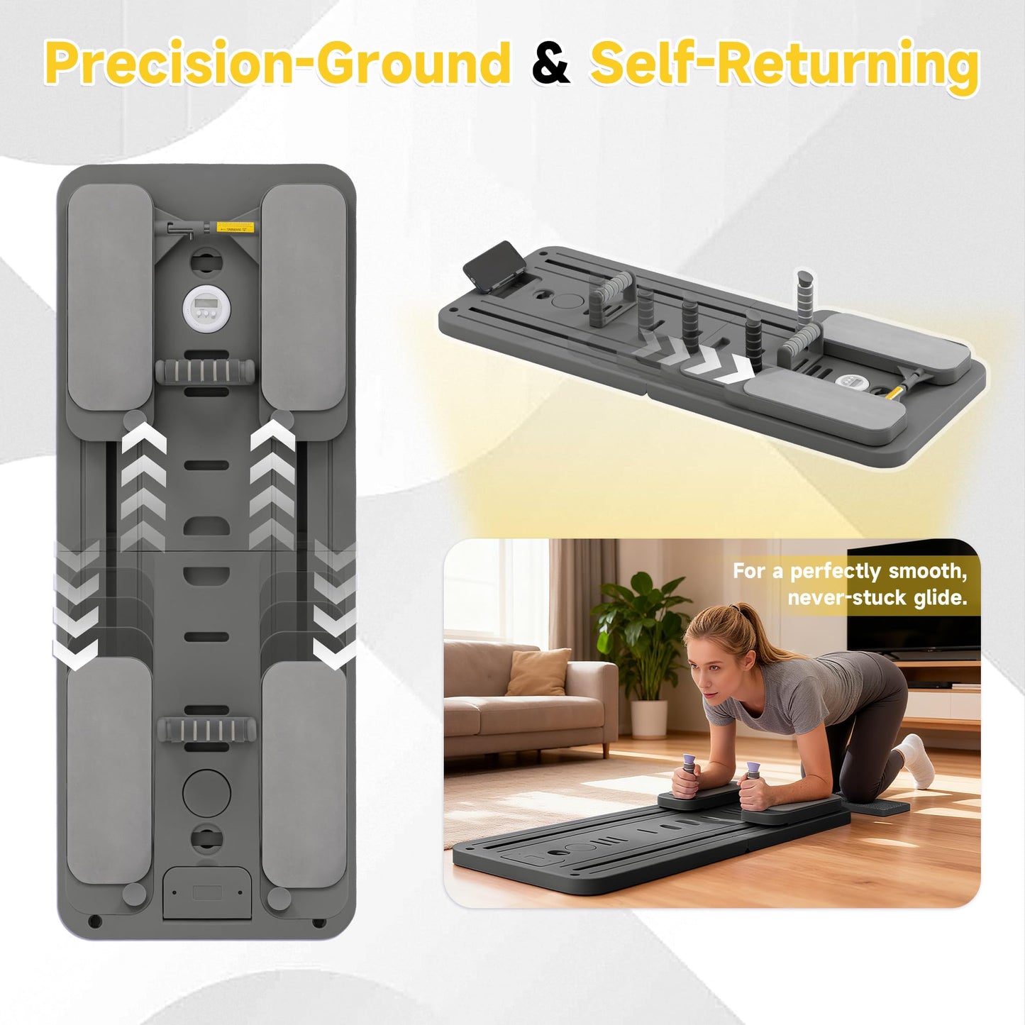 COSIEST Pilates Board for Home Use, Foldable Pilates Reformer Set with Resistance Bands, All-in-One Professional Workout Fitness Equipment for Core, Abs, Glutes, Legs, Butt, Arms Toning (Dark Grey)