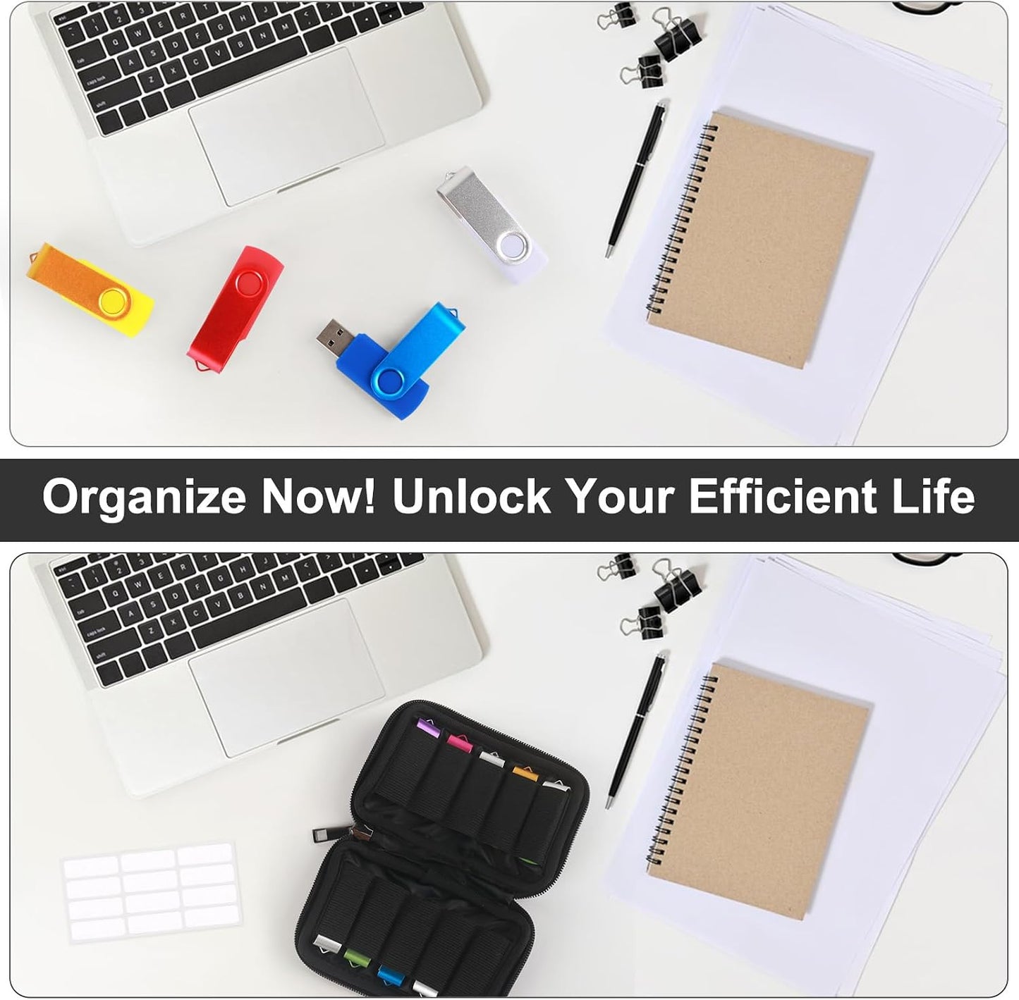 MECHEER 10 12 Flash Drive Case USB Storage Case Slots, Portable Thumb Drive USB Holder, Tech Organizer Travel
