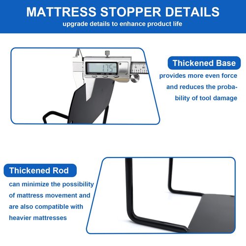 Jevuoyee 4 Pack Heavy-Duty Mattress Gripper, Reinforced & Extra-Long Retainer Bar, Metal Non-Slip Mattress Slide Stopper, Universal Fit for Most Bed Frames to Prevent Sliding (Black)