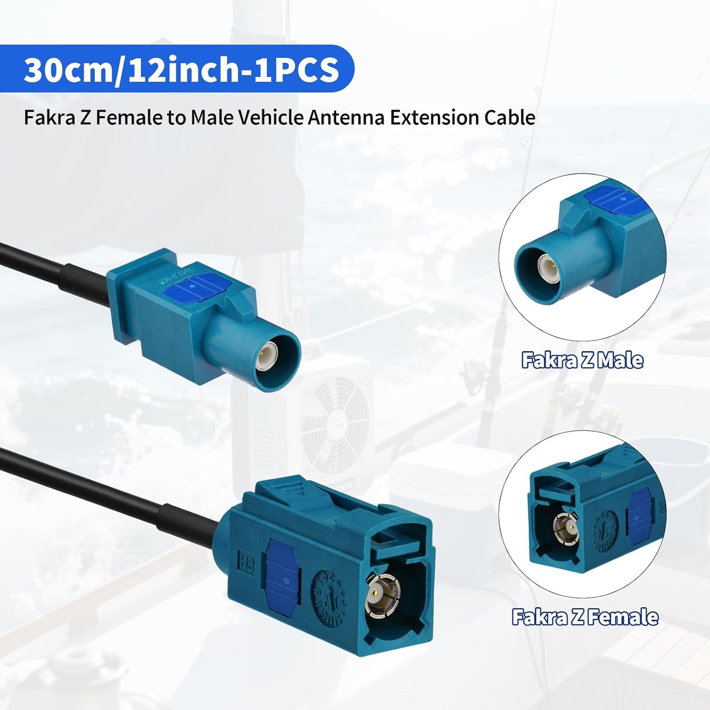Yuslao 12inch 30cm 4G Fakra Z Female to Fakra Z Male Connector Cable Vehicle Car Antenna Extension Cable for Car Stereo