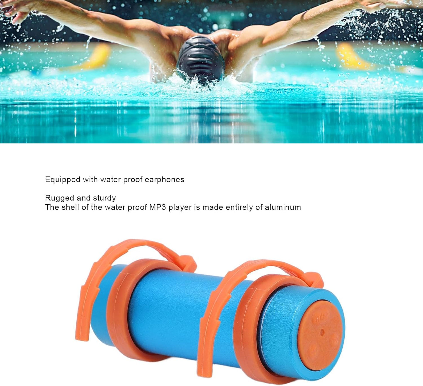 Zunate MP3 8GB Swimming, IPX8 Water Proof Player for Diving, and Surfing - Submersible Music Player with HiFi Sound