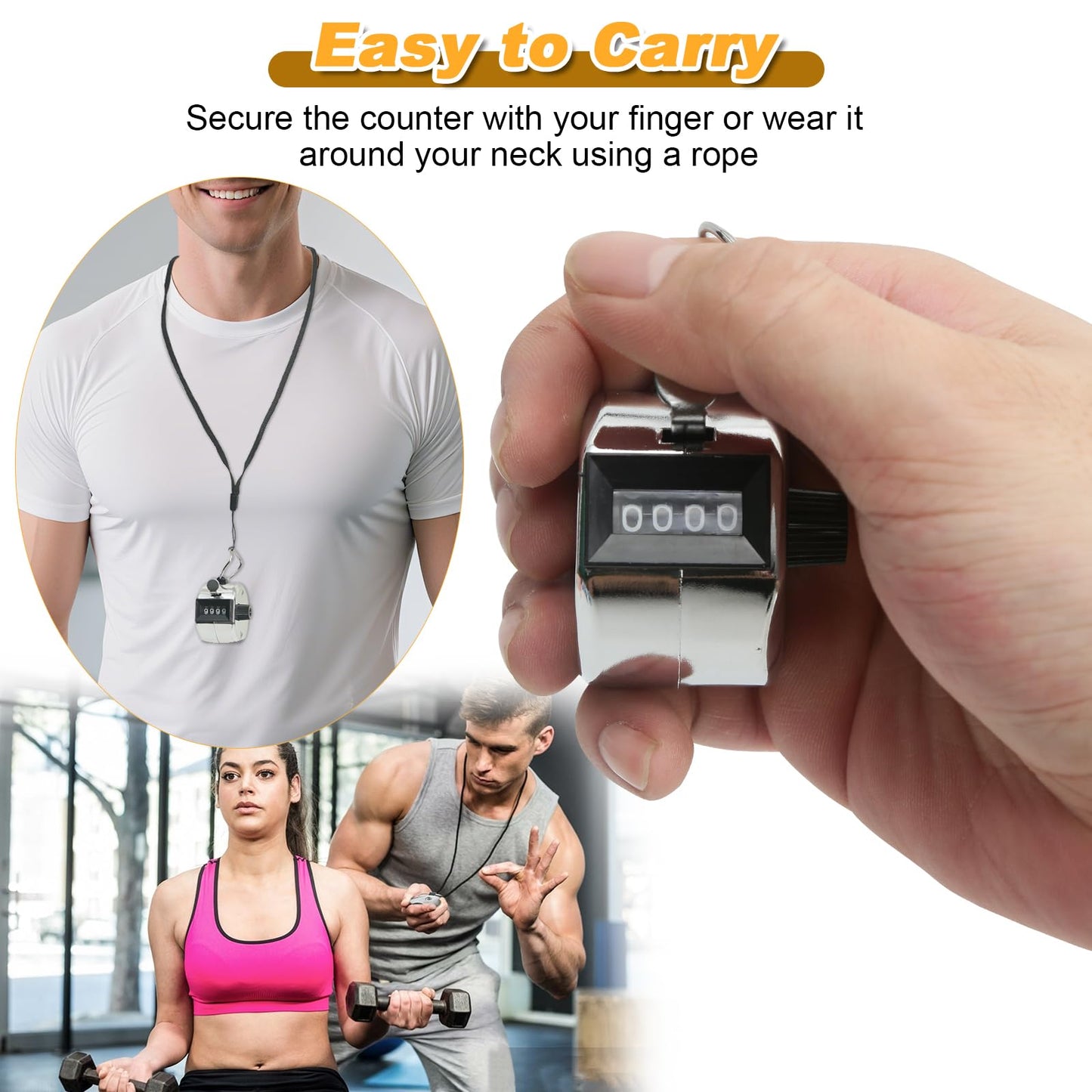 Nliyeisu 2 Pcs Clicker Counter, Hand Tally Counter with Large Display - Mechanical Pitch Counter Clicker for Baseball, Inventory, People Counting, Events, Gym Reps(Silver)