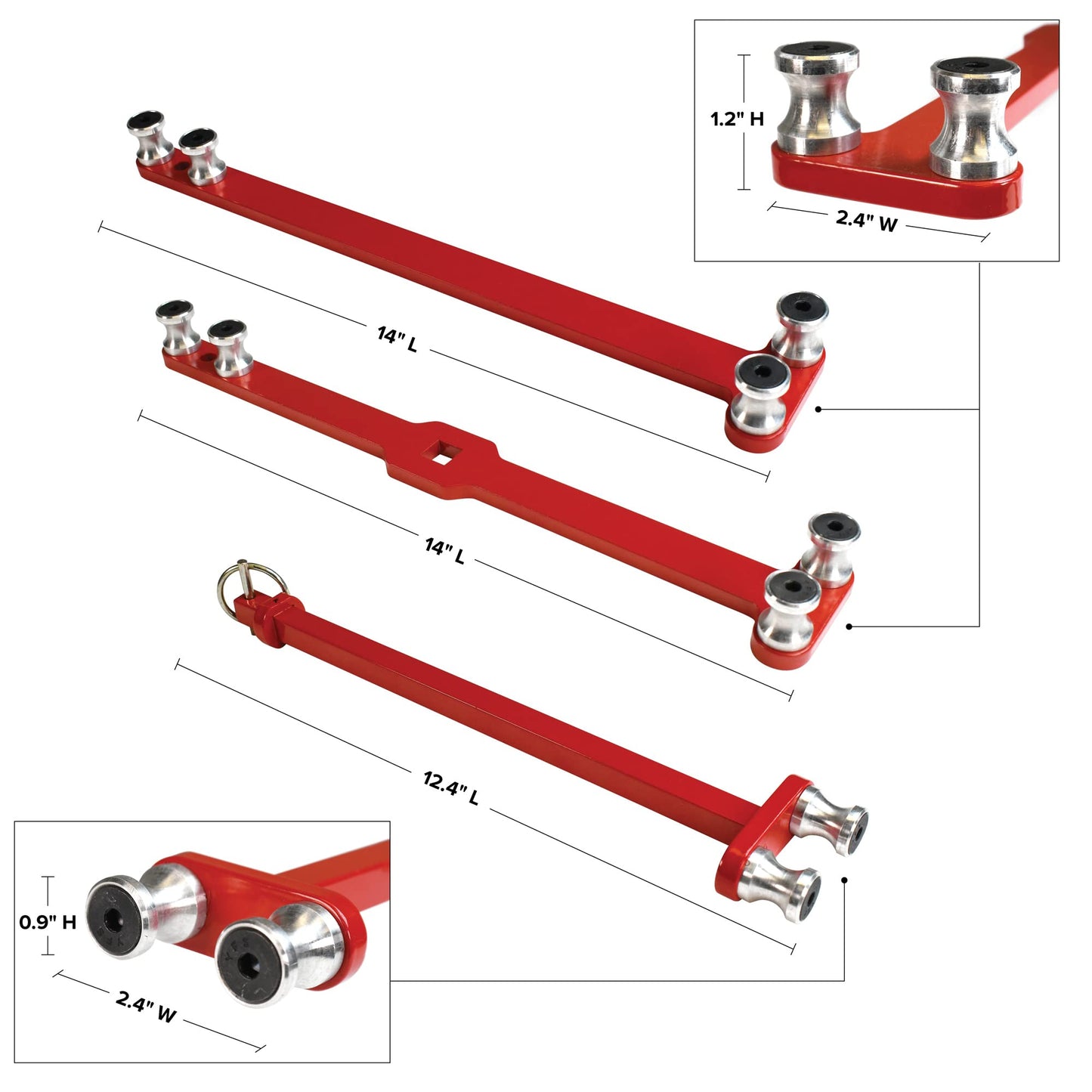 Bulldog Bender Pup Cable Bending Tool 4/0 AWG or smaller, 3-pc. Set: 14" Std. Handle, 14" Pro-Handle and 11" Adapter