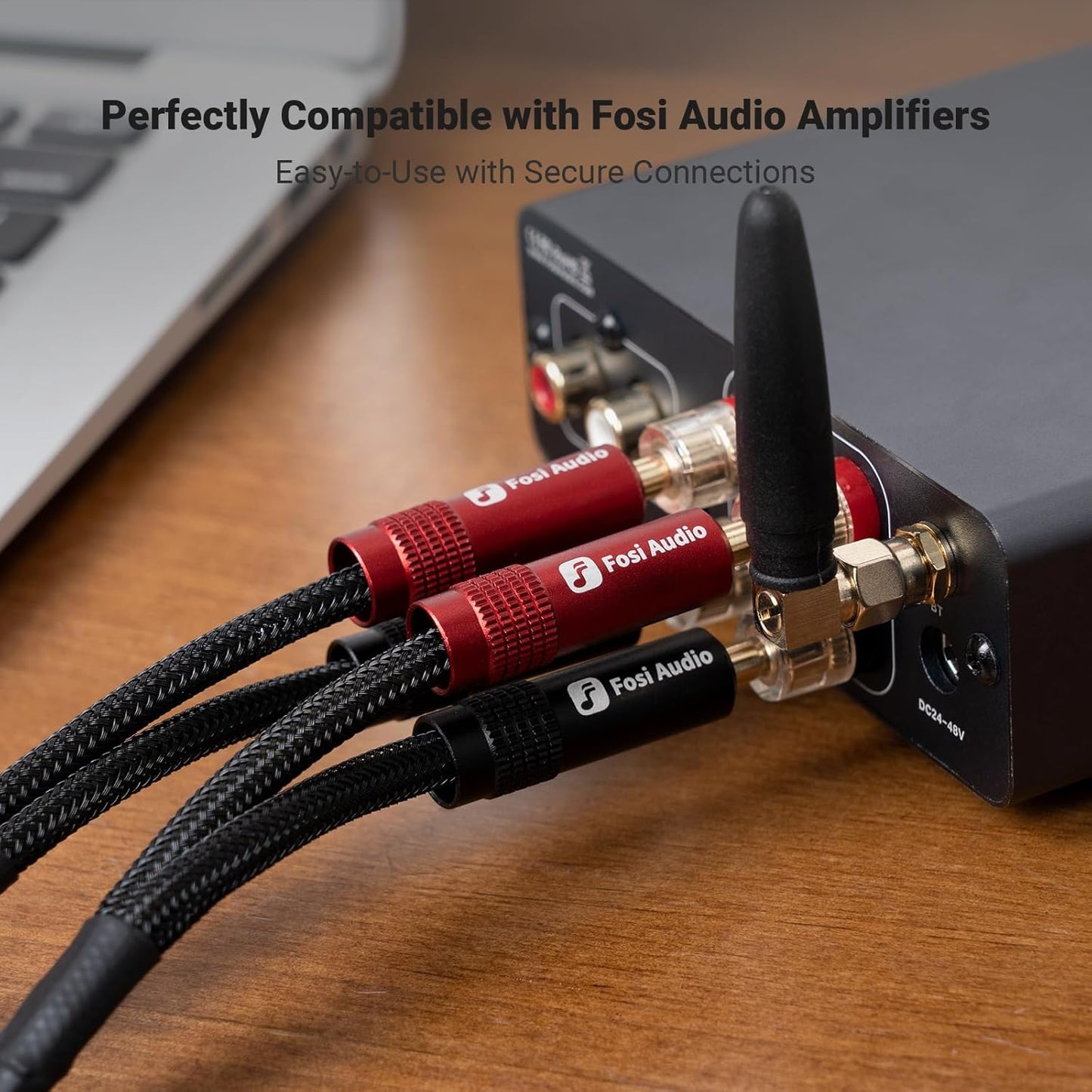 2 Pairs/4 Fosi Audio Banana Plugs for Speaker Wire, PCS Gold Plated Speaker Plugs for Home Audio Stereo