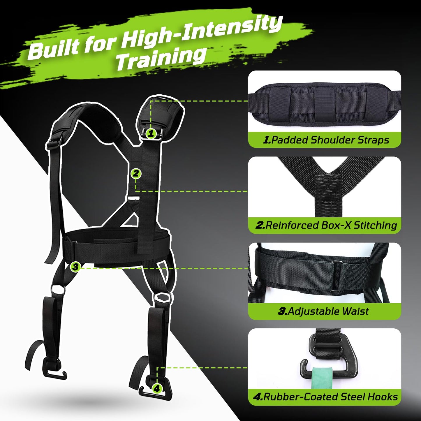 Belt Squat Harness Vest for Resistance Bands, Adjustable Squat Vest with Padded Shoulder Support,Lower Body Leg Day Equipment for Glutes & Quads，Home Gym Training