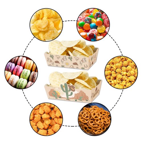 LeerooDecor 24 Pcs Western Theme Food Trays Cowboy Birthday Party Decorations Western party Decorations Yeehaw Western Baby Shower Favors