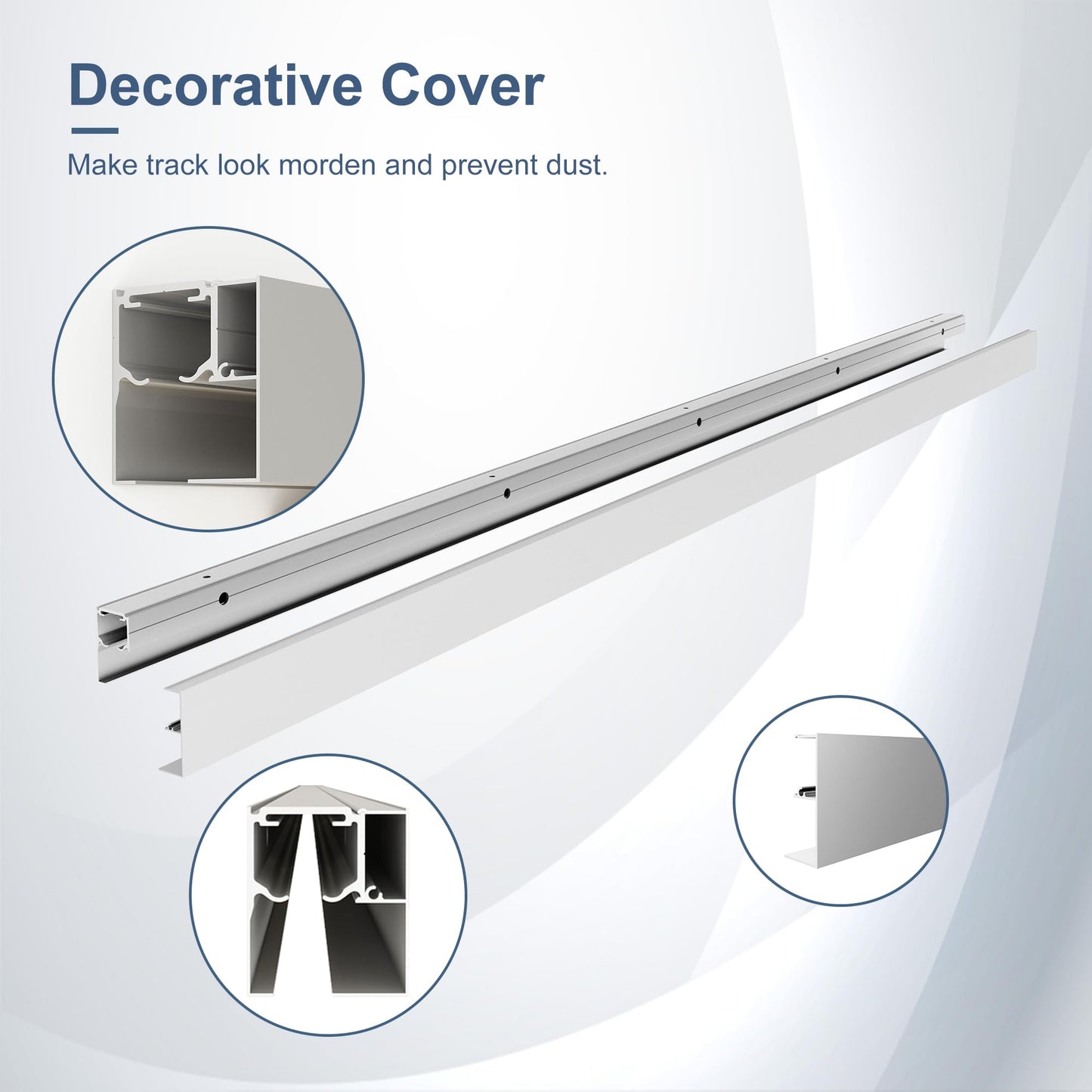 JUBEST 6FT Sliding Barn Door Track Kit, Aluminium Box Rail Wall Mounted Hidden Barn Door Hardware Kit, for Various Modern Doors, Easy to Install, Low Clearance