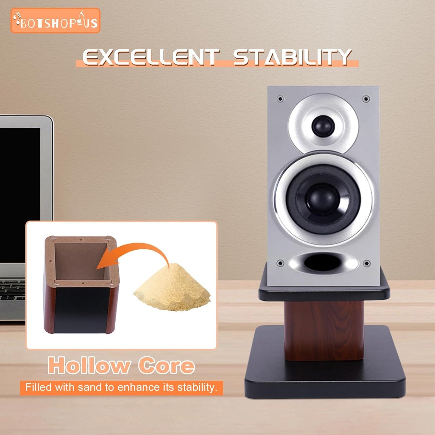 Gdrasuya10 6" 15" Desktop Bookshelf Speaker Stands Pair for Under Studio Speaker Riser Medium&Small Speakers Studio